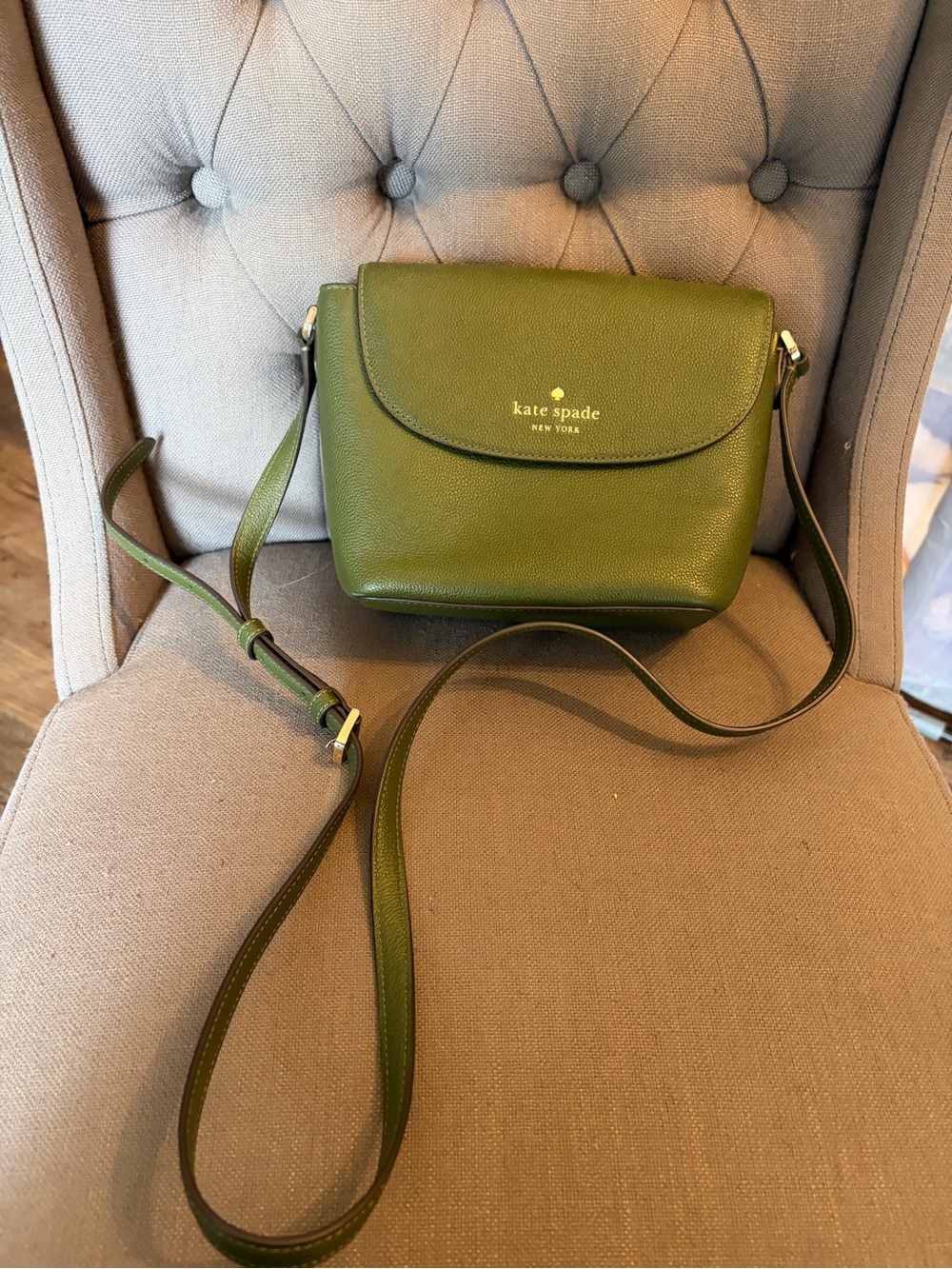 Kate Spade olive green leather crossbody bag